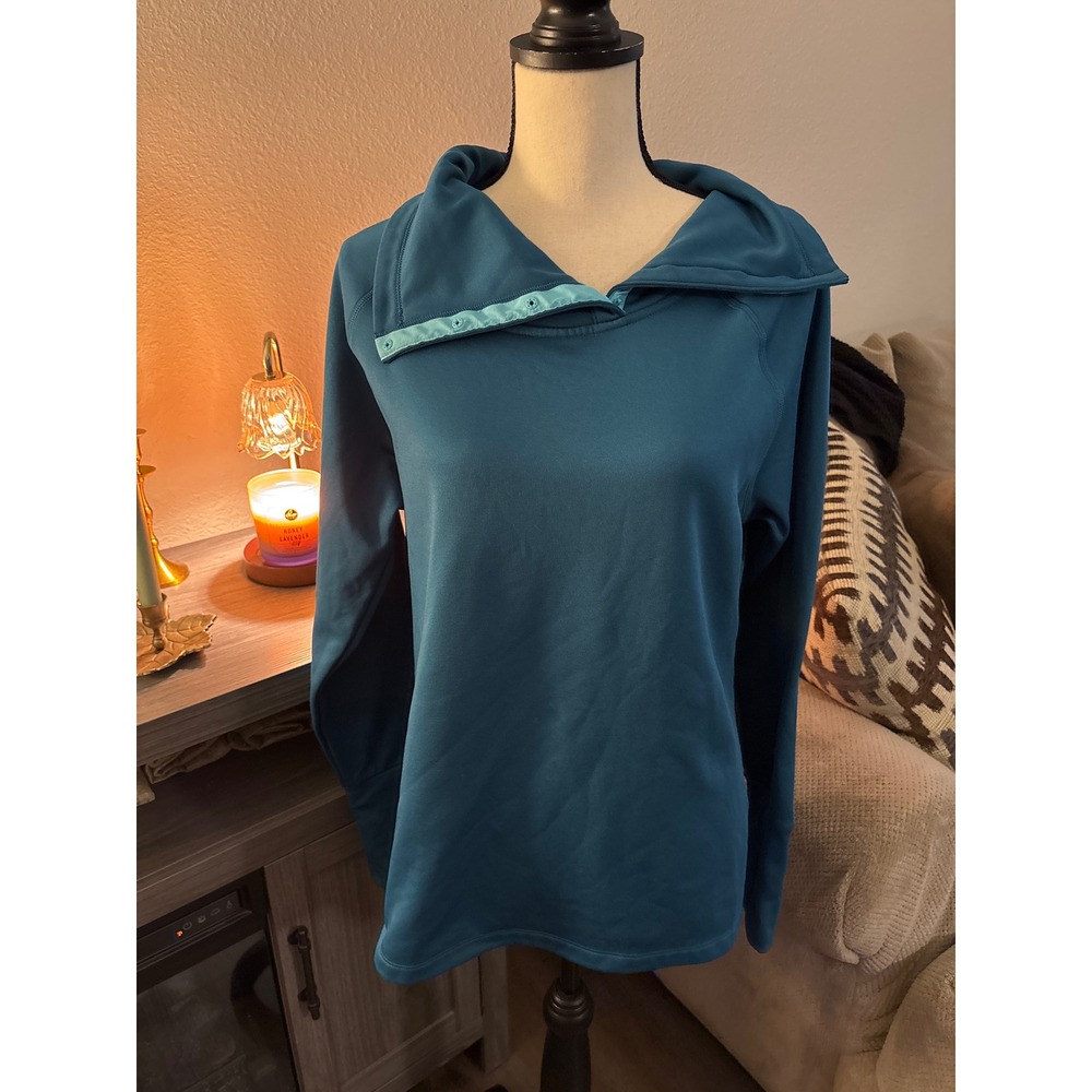 Champion women's large duofold activewear long sleeve warm control teal